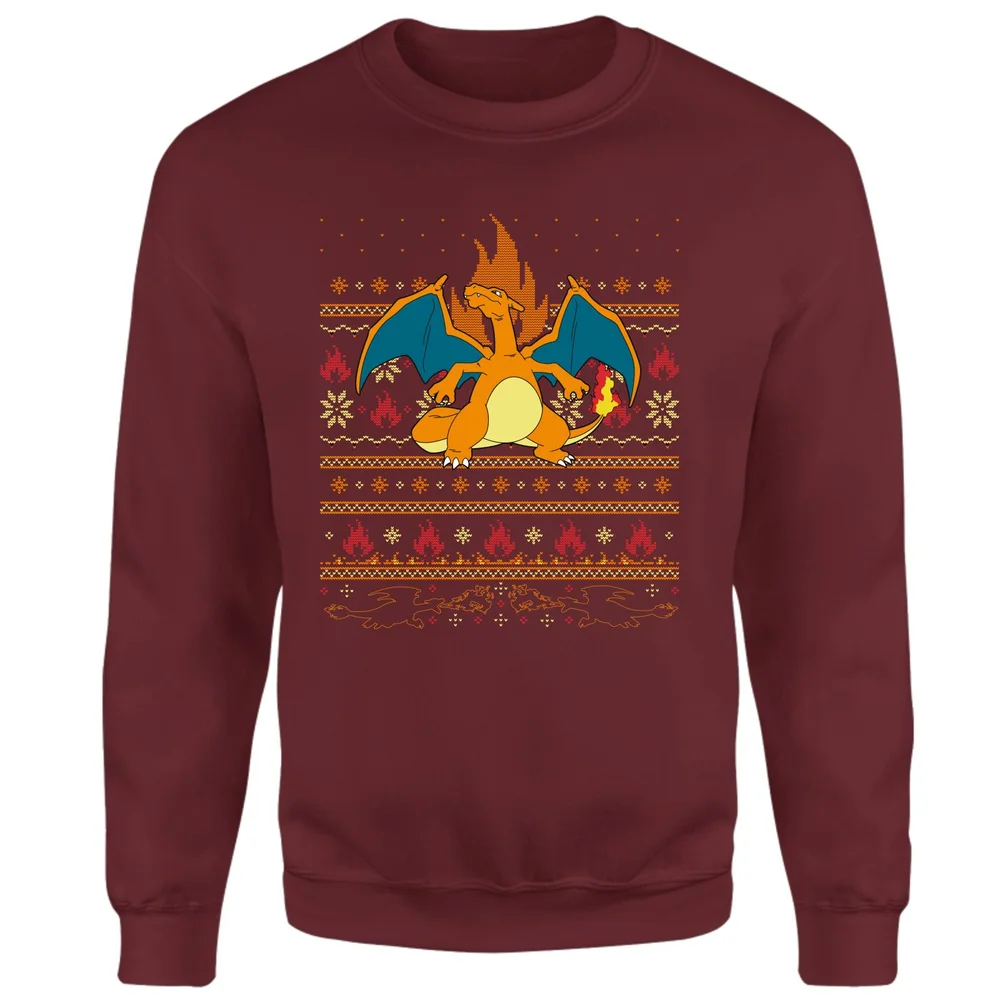 Pokemon Charizard Christmas Jumper - Burgundy - S Afbeelding 1