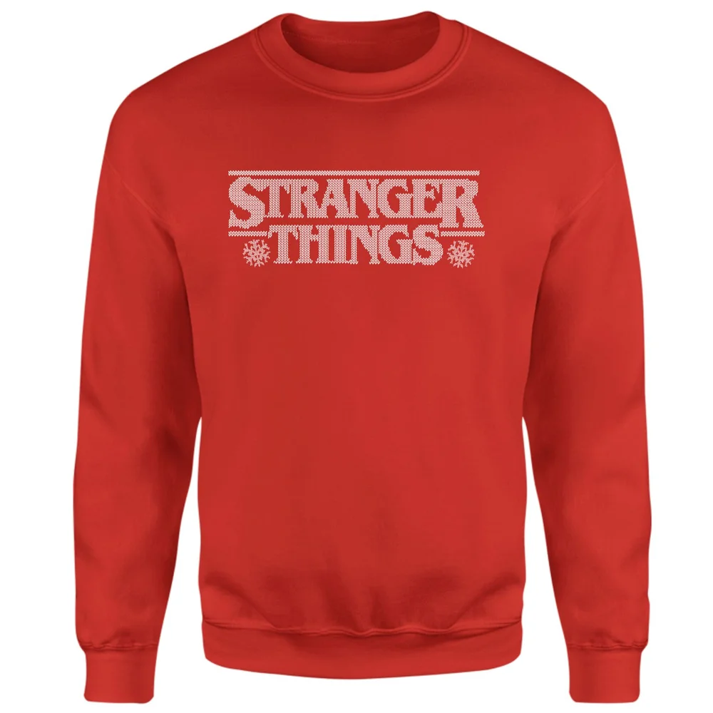 Stranger Things Fairisle Logo Christmas Jumper - Red - S Afbeelding 1
