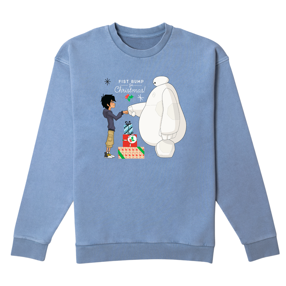 Disney Fist Bump Christmas Jumper - Denim Blue Acid Wash - S Afbeelding 1