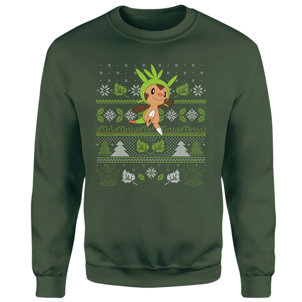 Pokemon Chespin Christmas Christmas Jumper - Green - S Afbeelding 1