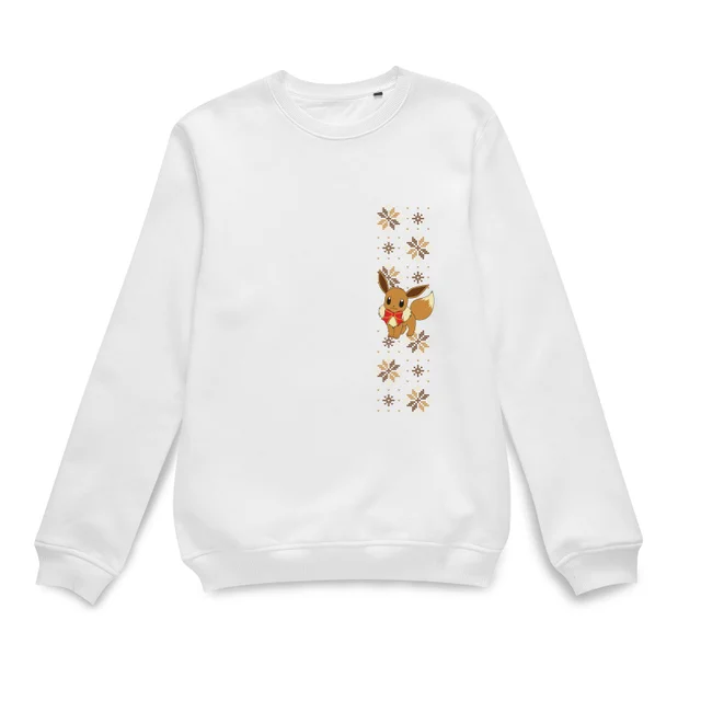 Pokemon Eve Bow Tie Christmas Jumper - White