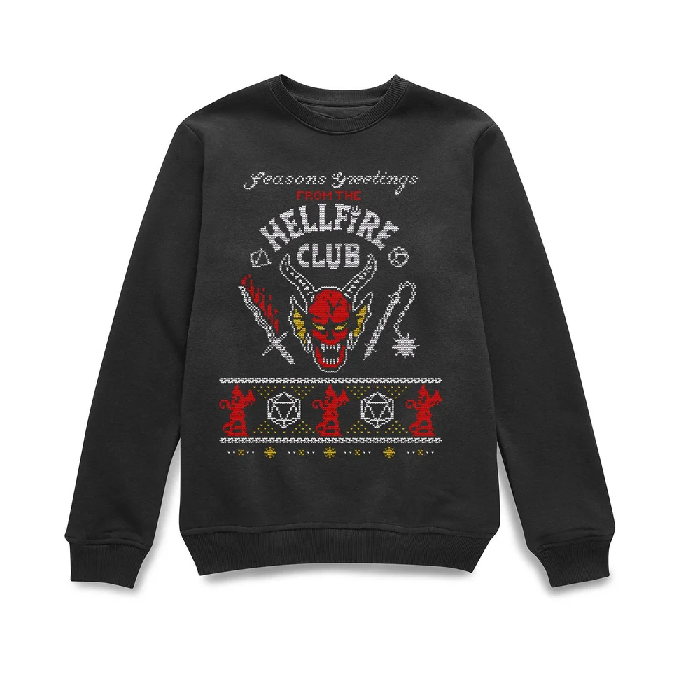 Stranger Things Hellfire Club Christmas Christmas Jumper - Black - S Afbeelding 1