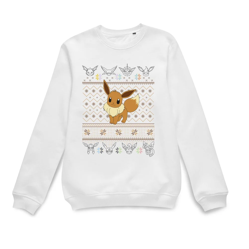Pokemon Eevee Christmas Jumper - White - S Afbeelding 1
