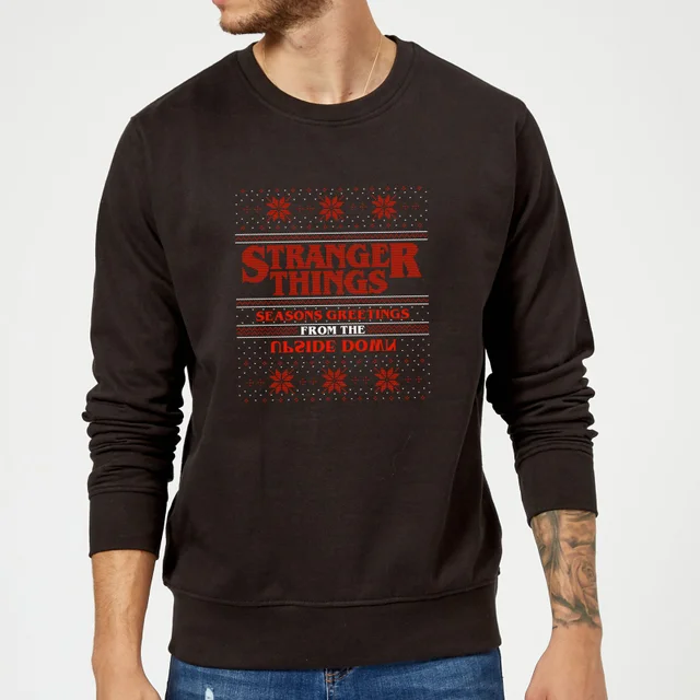 Stranger Things Seasons Greetings From The Upside Down Christmas Jumper - Black