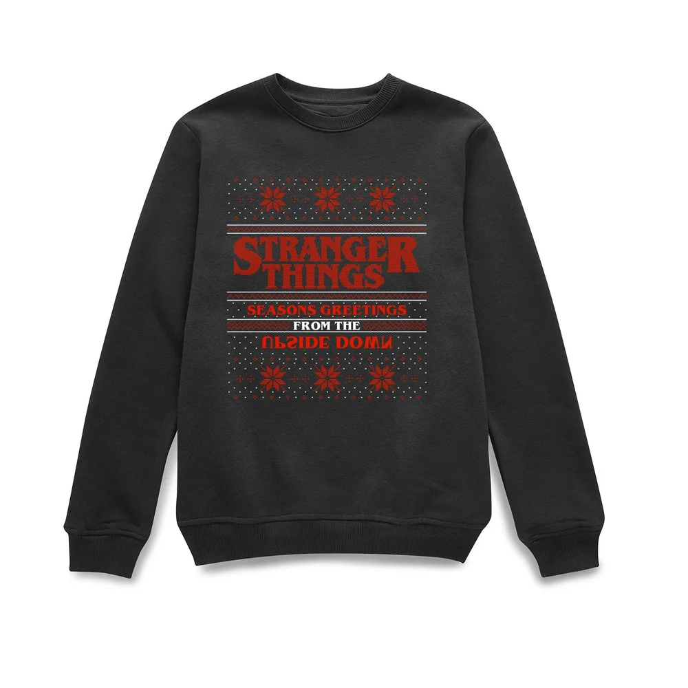 Stranger Things Seasons Greetings From The Upside Down Christmas Jumper - Black - S Afbeelding 1