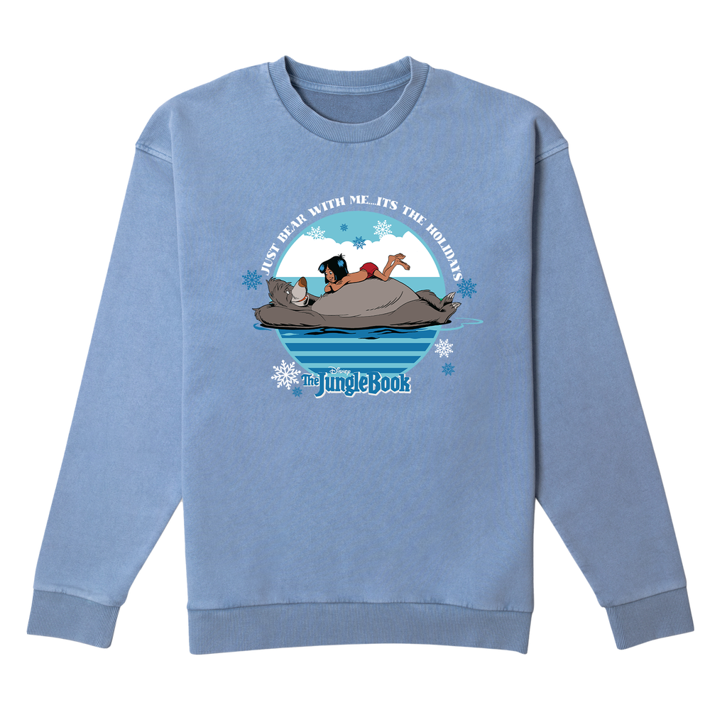 Disney Just Bear With Me Christmas Jumper - Denim Blue Acid Wash - S Afbeelding 1