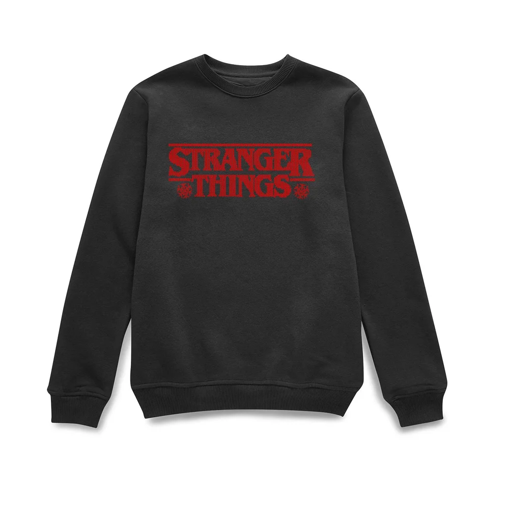 Stranger Things Fairisle Logo Christmas Jumper - Black - S Afbeelding 1