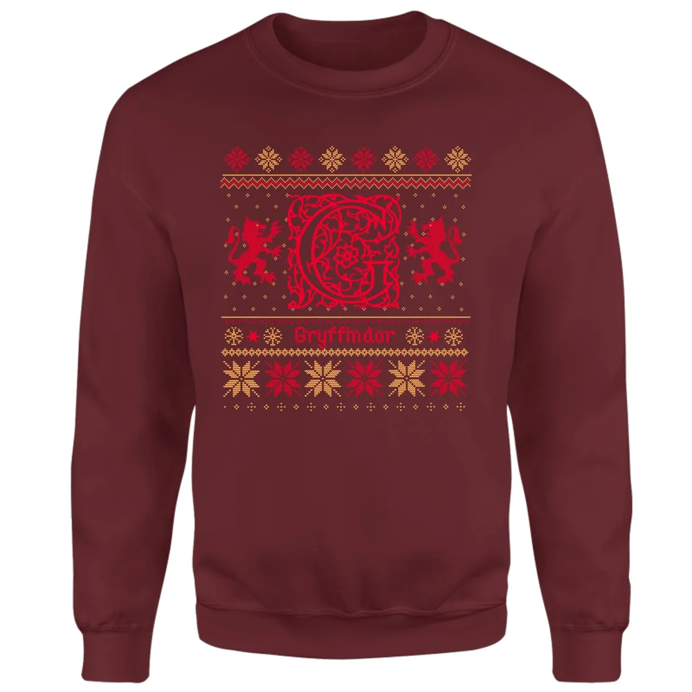 Harry Potter Gryffindor Christmas Christmas Jumper - Burgundy - S Afbeelding 1