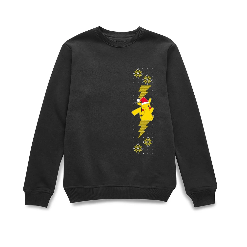 Pokemon Pikachu Christmas Wave Christmas Jumper - Black - S Afbeelding 1