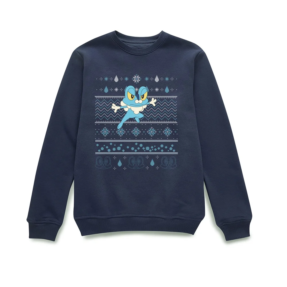 Pokemon Froakie Christmas Christmas Jumper - Navy - S Afbeelding 1