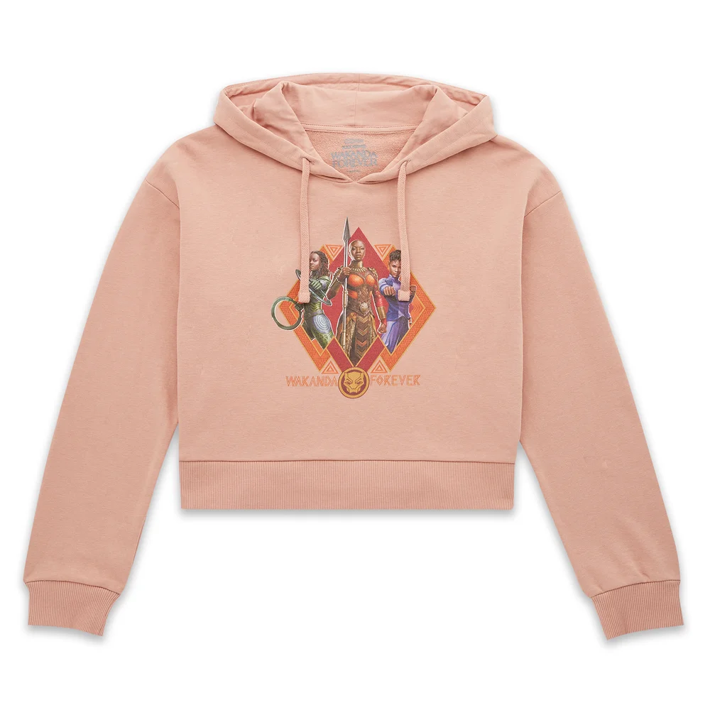 Wakanda Forever Nakia Okoye And Shuri Composition Women's Cropped Hoodie - Dusty Pink - XS Afbeelding 1