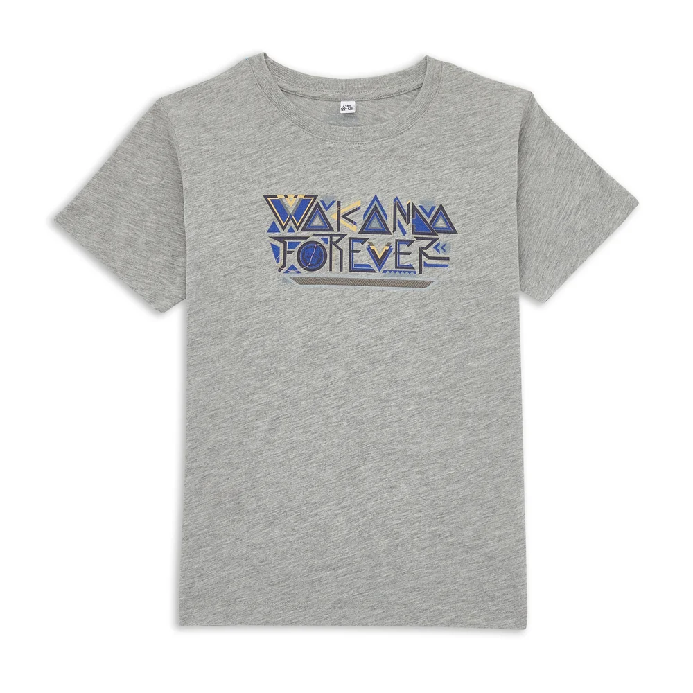 Wakanda Forever Stylized Kids' T-Shirt - Grey - 98/104 (3-4 jaar) Afbeelding 1