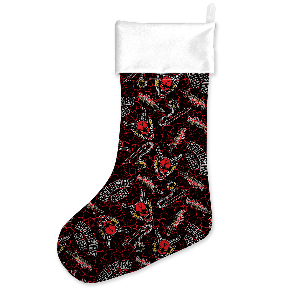 Stranger Things Hellfire Club Pattern Christmas Stocking Afbeelding 1