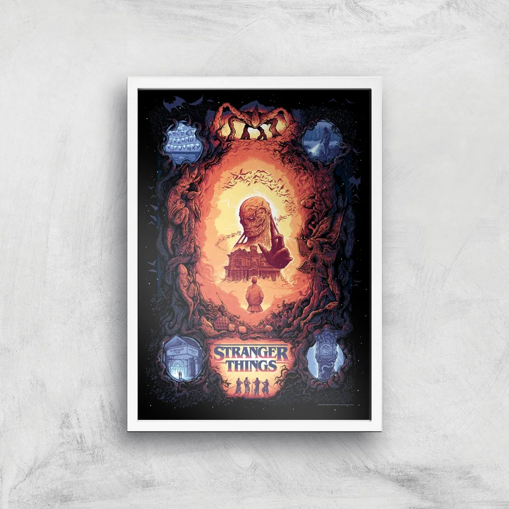 Stranger Things x Alex Hovey Vecna Illustration Giclee Art Print - A3 - White Frame Afbeelding 1