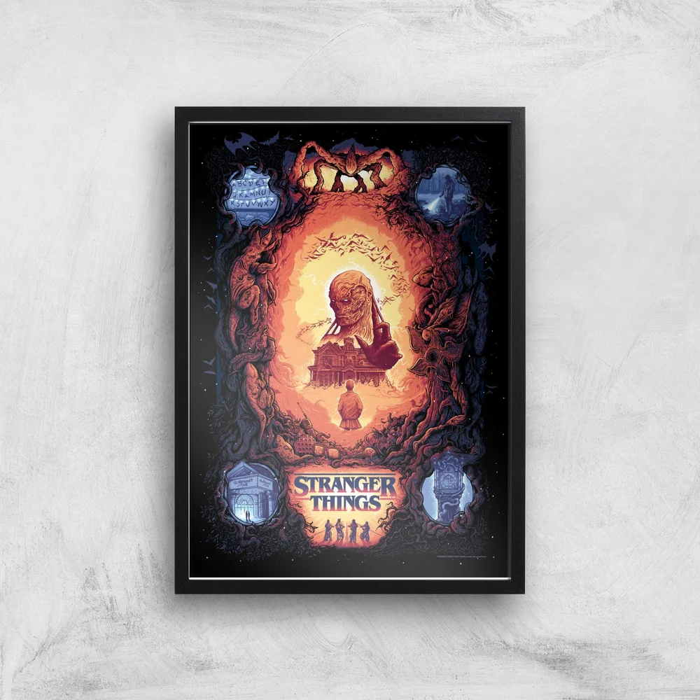 Stranger Things x Alex Hovey Vecna Illustration Giclee Art Print - A2 - Black Frame Afbeelding 1