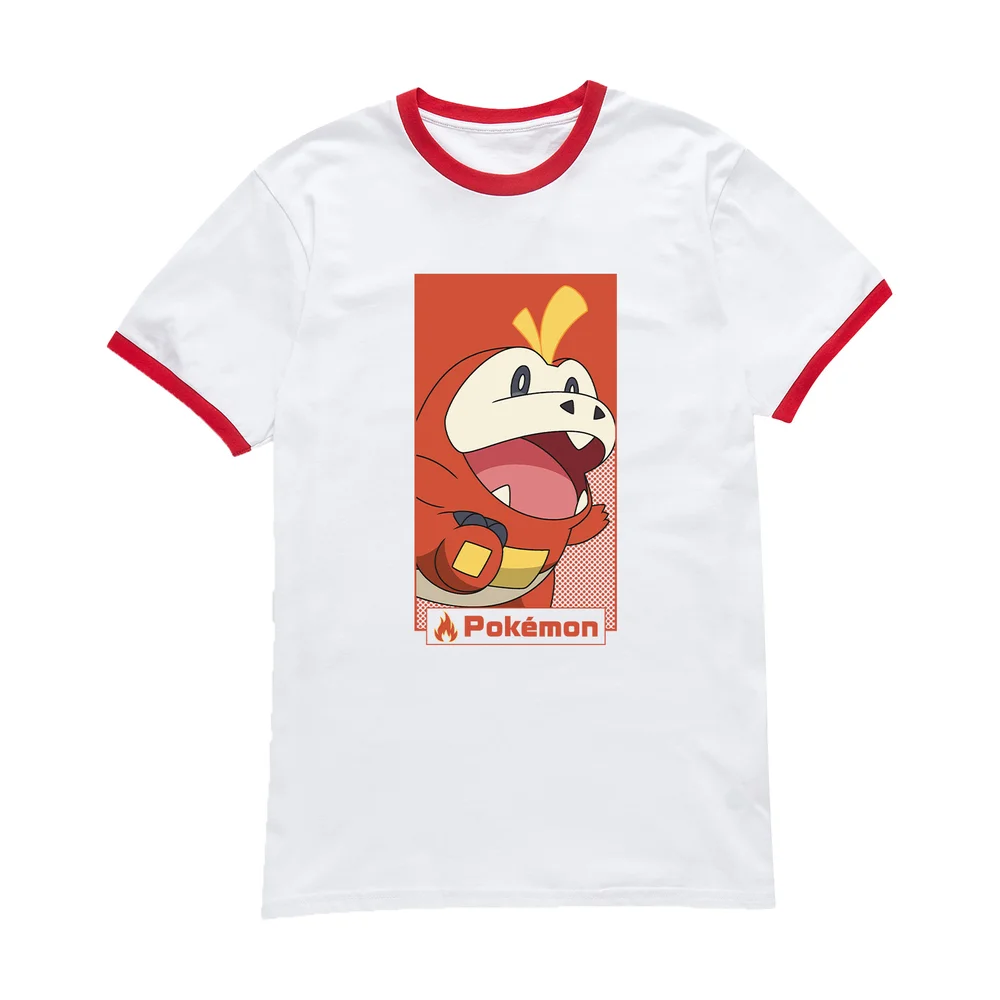 Pokémon Fuecoco Unisex Ringer T-Shirt - White/Red - S Afbeelding 1