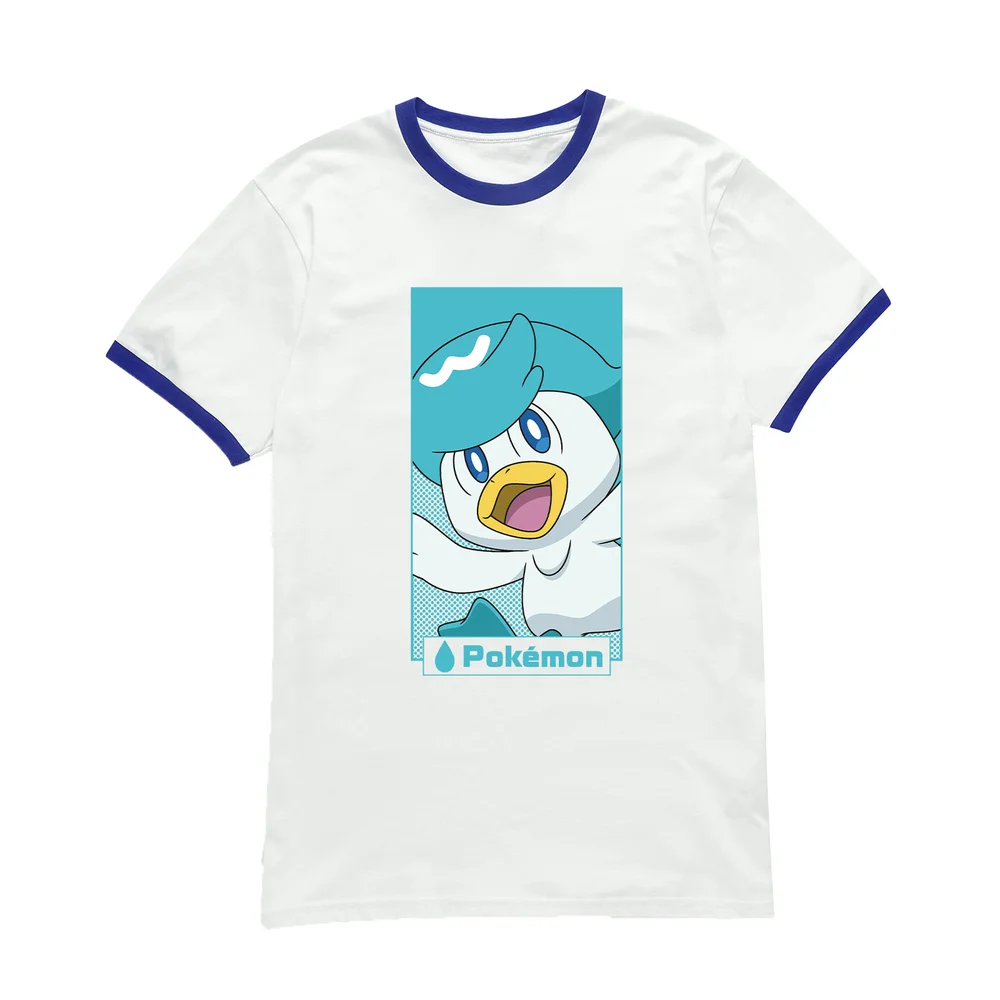 Pokémon Quaxly Unisex Ringer T-Shirt - White/Navy - S - White/Navy Afbeelding 1