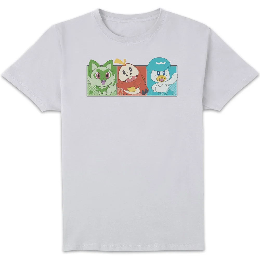 Pokémon 1st Starters Panels Unisex T-Shirt - White - S Afbeelding 1