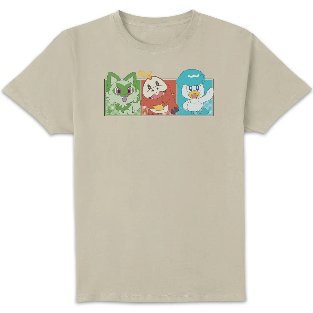 Pokémon 1st Starters Panels Unisex T-Shirt - Cream - L Afbeelding 1