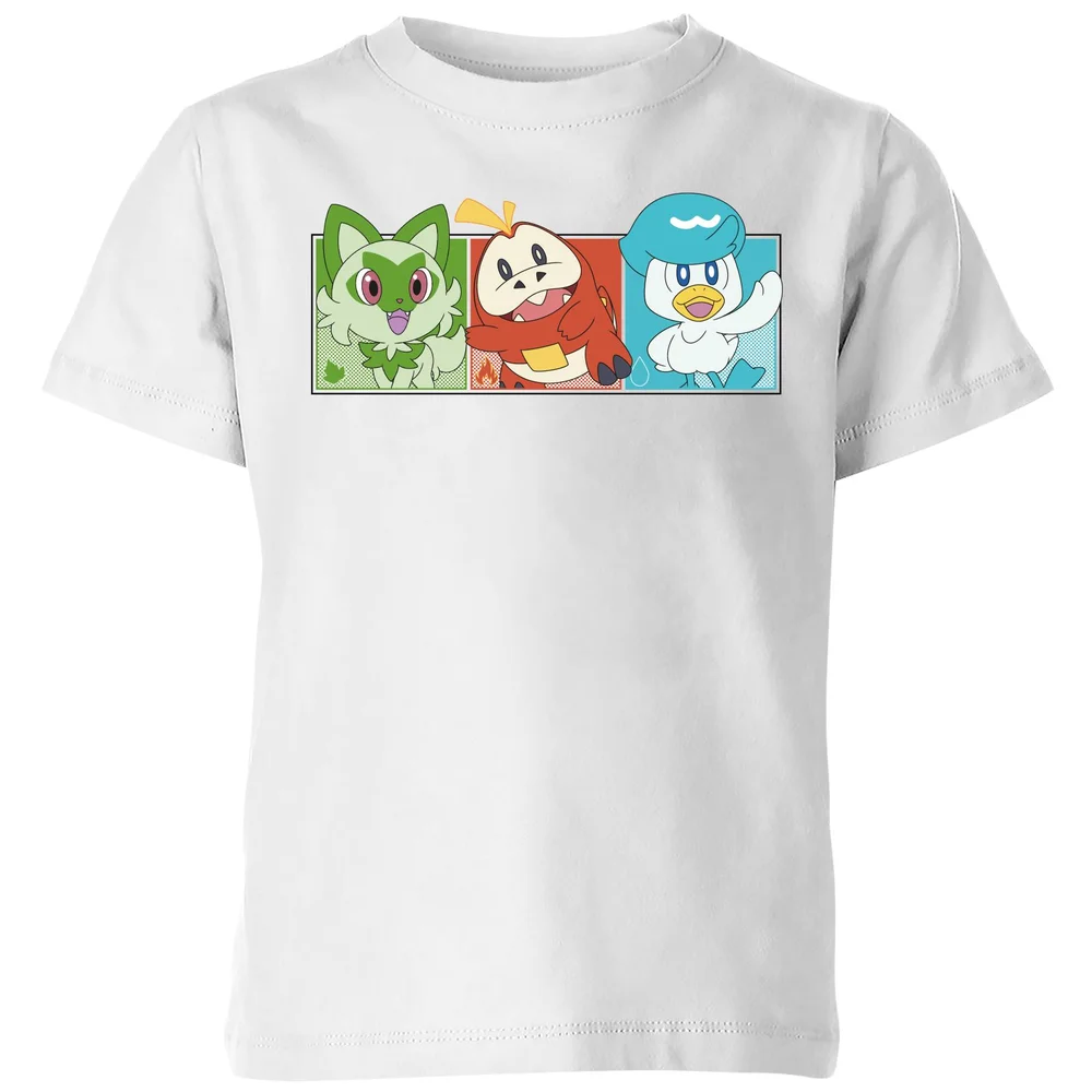 Pokémon 1st Starters Panels Kids' T-Shirt - White - 98/104 (3-4 jaar) Afbeelding 1