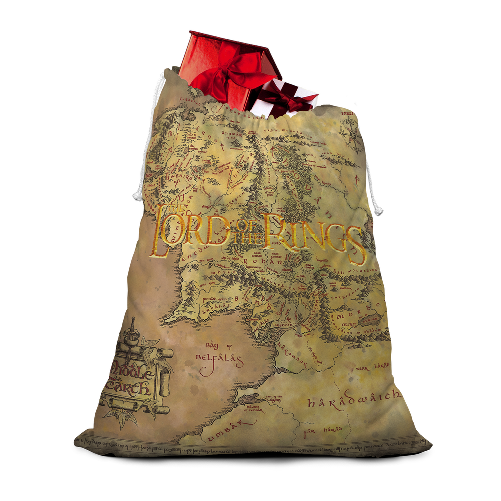 Lord Of The Rings Middle Earth Map Christmas Santa Sack Afbeelding 1