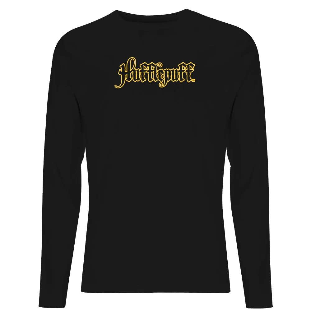 Harry Potter Hufflepuff Script Unisex Long Sleeve T-Shirt - Black - S Afbeelding 1