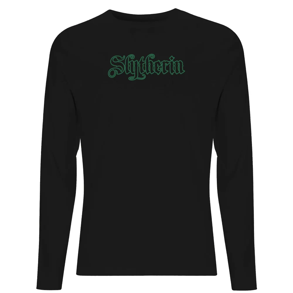 Harry Potter Slytherin Script Unisex Long Sleeve T-Shirt - Black - S Afbeelding 1