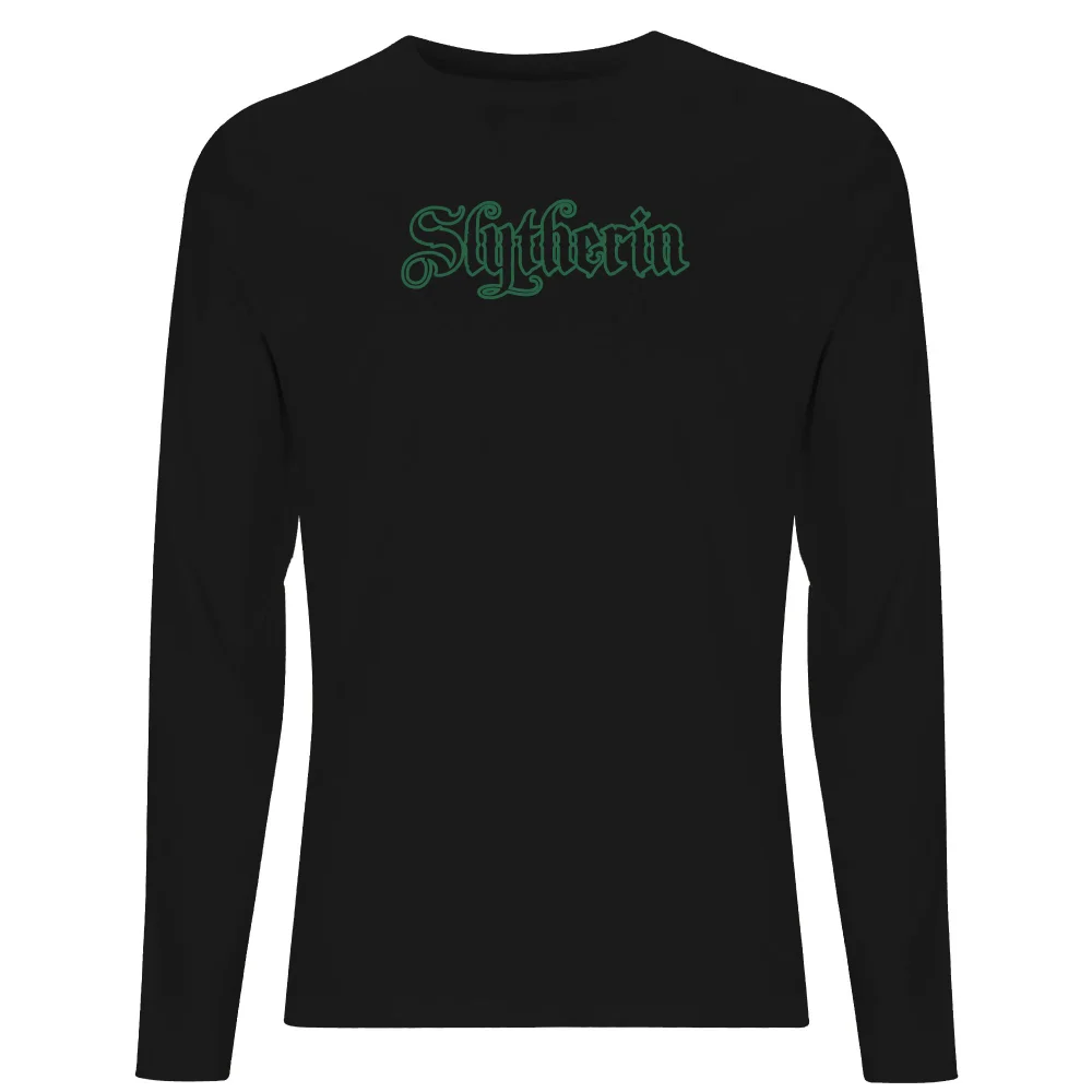 Harry Potter Slytherin Script Unisex Long Sleeve T-Shirt - Black - S Afbeelding 1