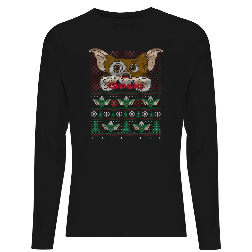 Gremlins Fairisle Long Sleeve T-Shirt - Black - S Afbeelding 1