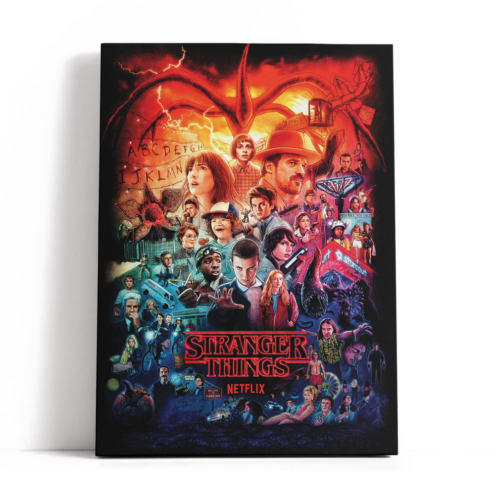 Decorsome x Stranger Things Characters Rectangular Canvas - 12x18 inch Afbeelding 1