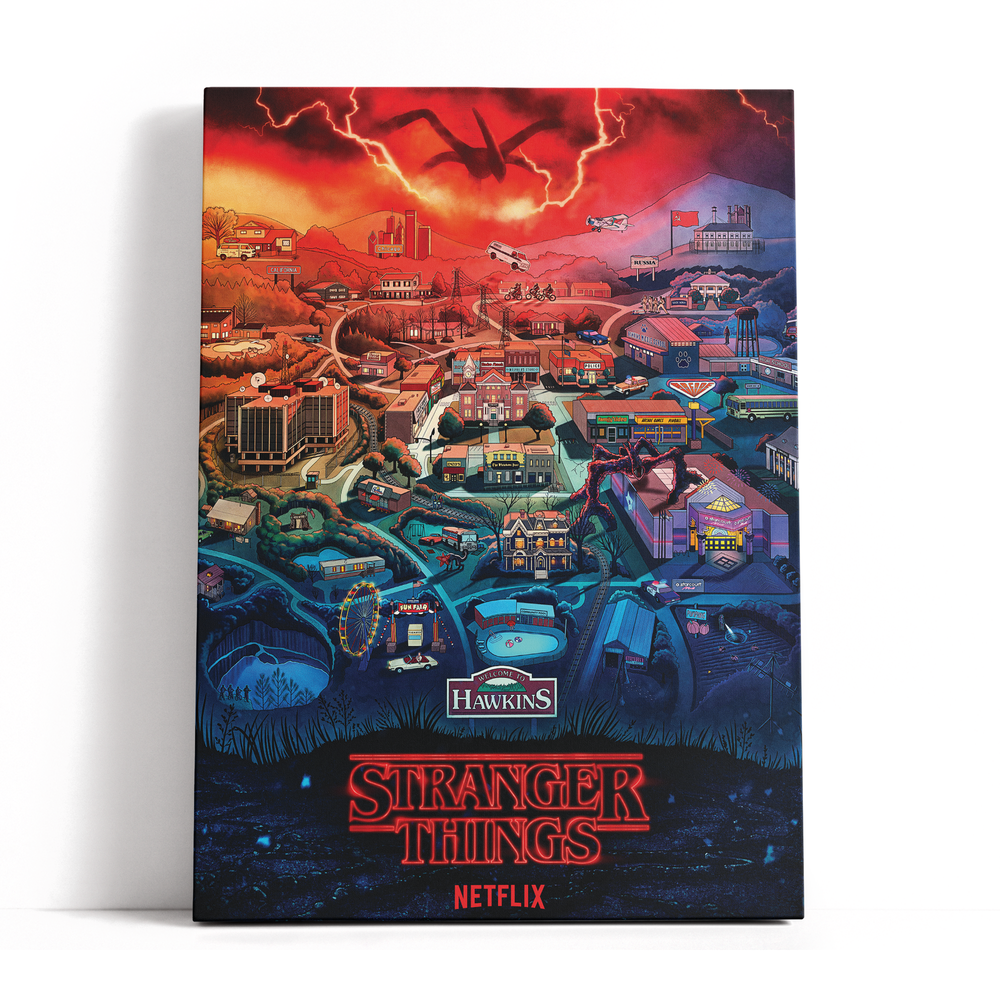 Decorsome x Stranger Things Hawkins Rectangular Canvas - 12x18 inch Afbeelding 1
