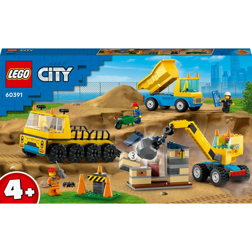 LEGO City: Construction Trucks & Wrecking Ball Crane Toys (60391) Afbeelding 1