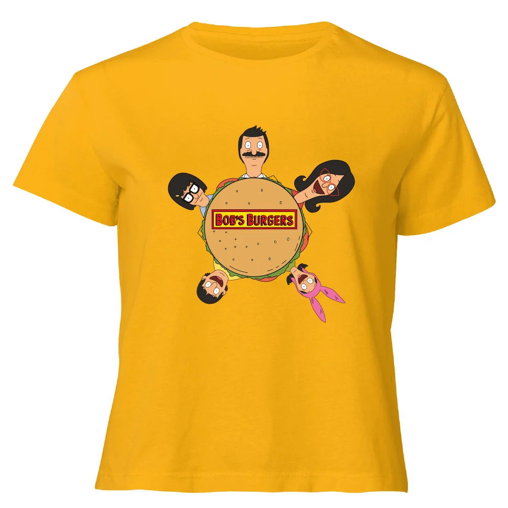 Bob's Burgers Character Burger Women's Cropped T-Shirt - Mustard - XS - Mustard Afbeelding 1