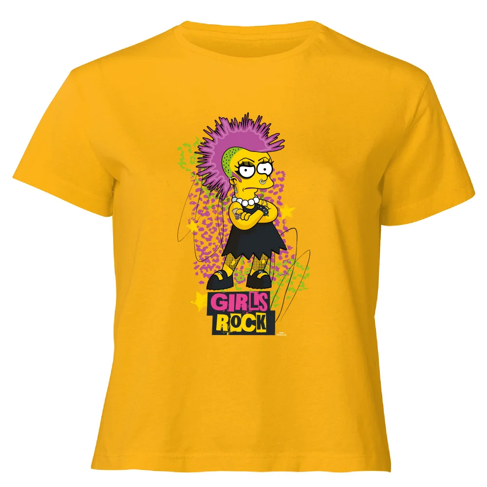 The Simpsons Lisa Girls Rock Women's Cropped T-Shirt - Mustard - XS - Mustard Afbeelding 1