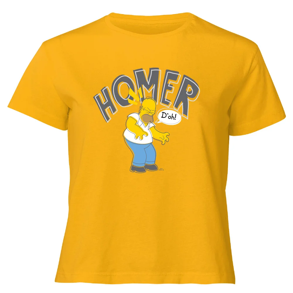 The Simpsons Homer D'Oh Women's Cropped T-Shirt - Mustard - XS - Mustard Afbeelding 1