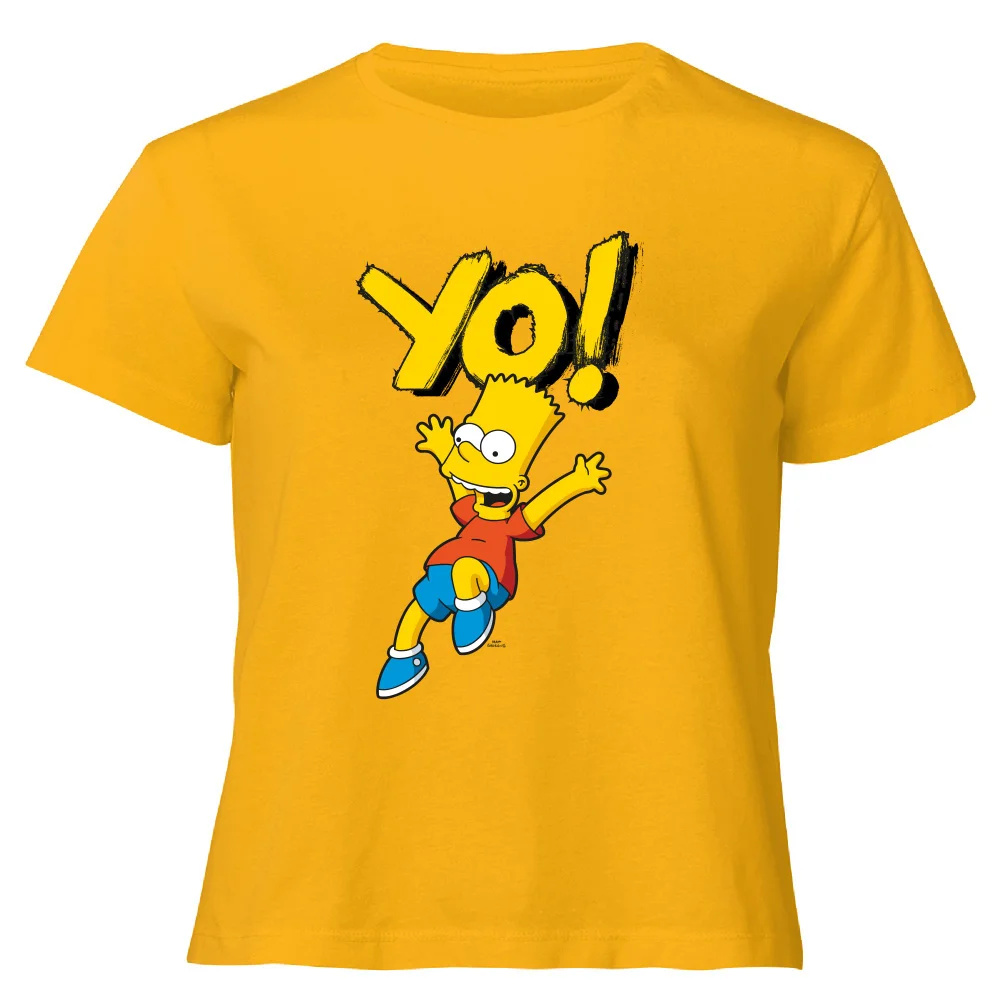 The Simpsons Yo! Bart Women's Cropped T-Shirt - Mustard - XS - Mustard Afbeelding 1