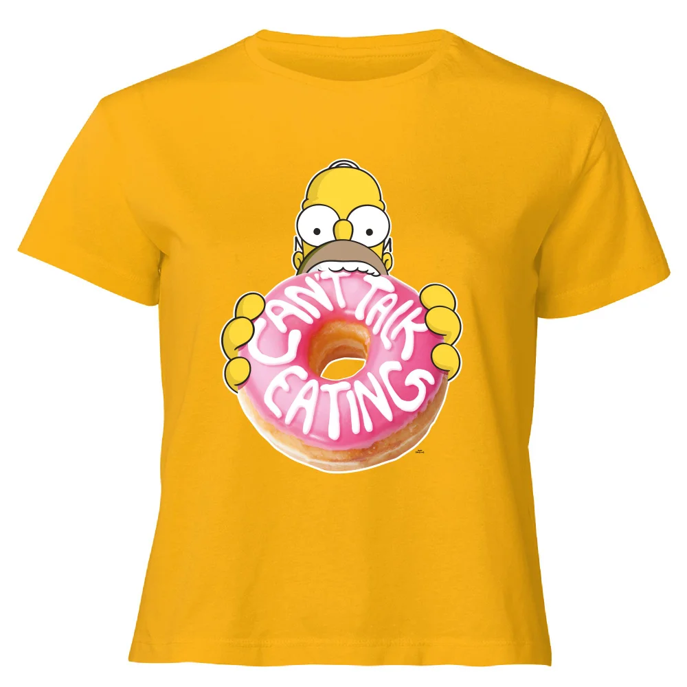 The Simpsons Homer Can't Talk Women's Cropped T-Shirt - Mustard - XS - Mustard Afbeelding 1