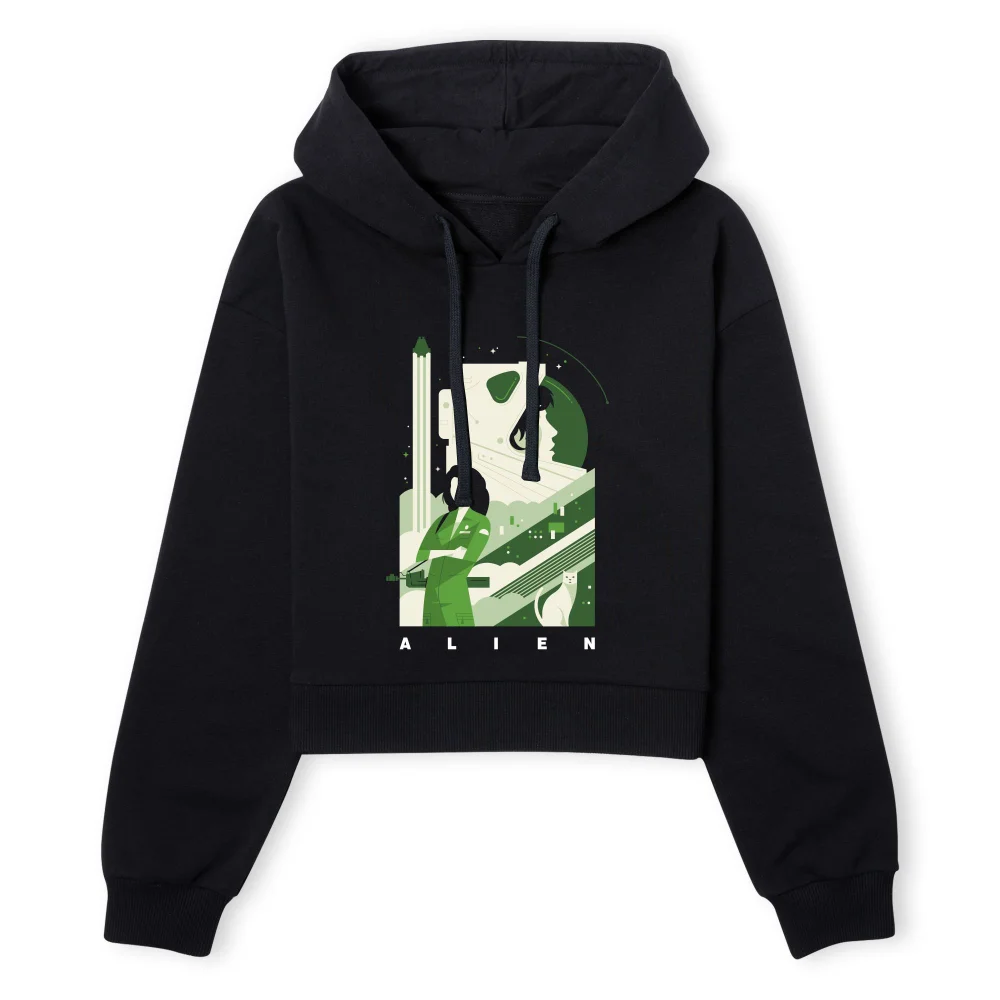 Alien Ripley Space Collage Women's Cropped Hoodie - Black - XS - Zwart Afbeelding 1