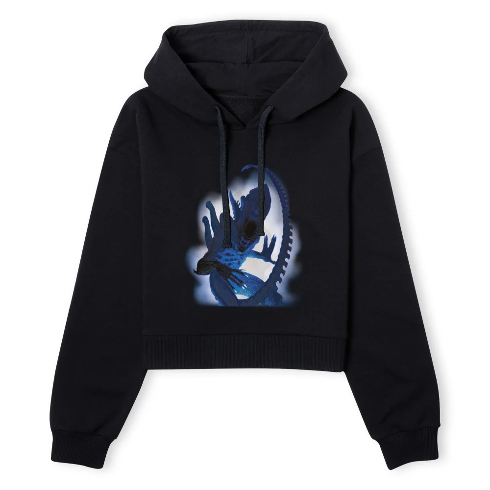 Alien Through The Smoke Women's Cropped Hoodie - Black - XS - Zwart Afbeelding 1
