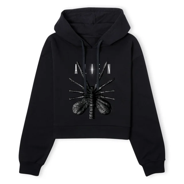Alien Facehugger Women's Cropped Hoodie - Black