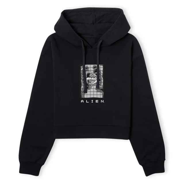 Alien X-Ray Hugger Women's Cropped Hoodie - Black