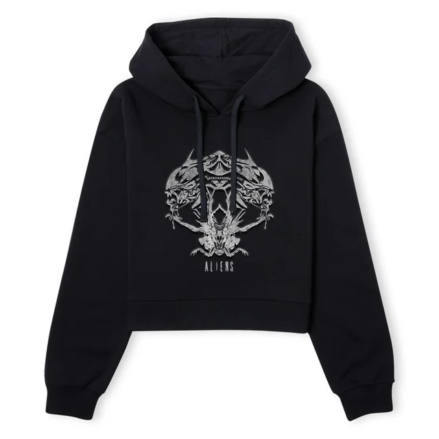 Alien Tribal Women's Cropped Hoodie - Black