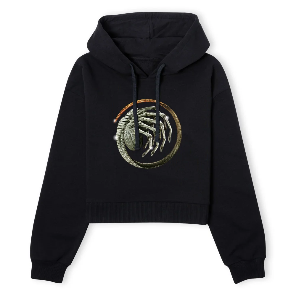 Alien Facehugger Curled Women's Cropped Hoodie - Black - XS - Zwart Afbeelding 1