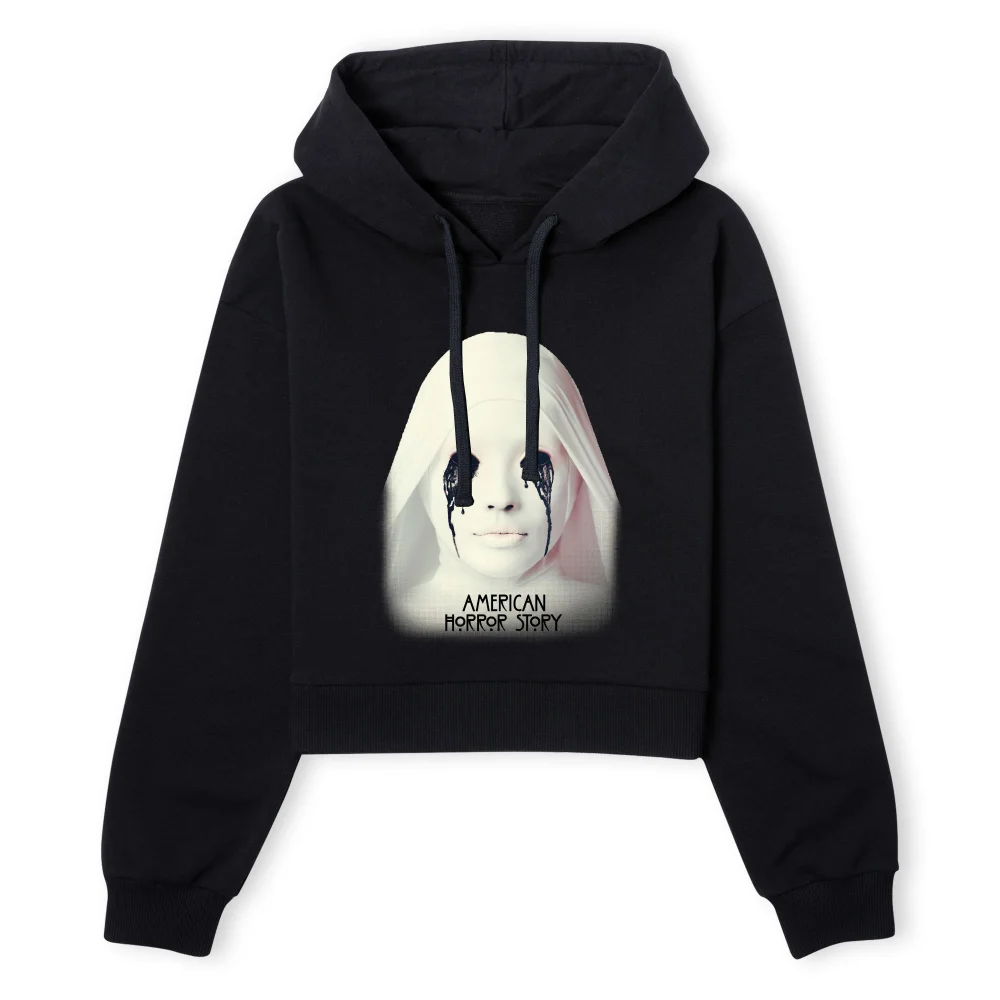 American Horror Story Crying White Nun Women's Cropped Hoodie - Black - XS - Zwart Afbeelding 1