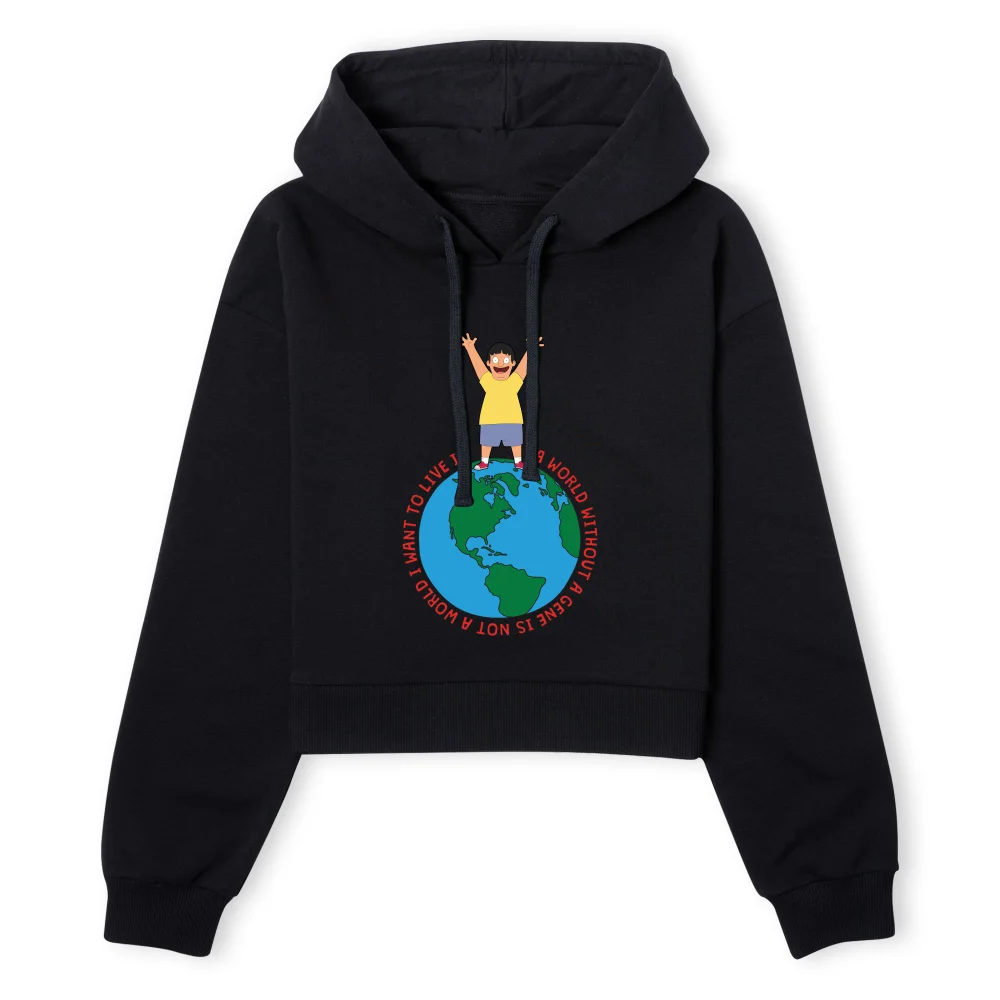 Bob's Burgers A World Without Women's Cropped Hoodie - Black - XS - Zwart Afbeelding 1