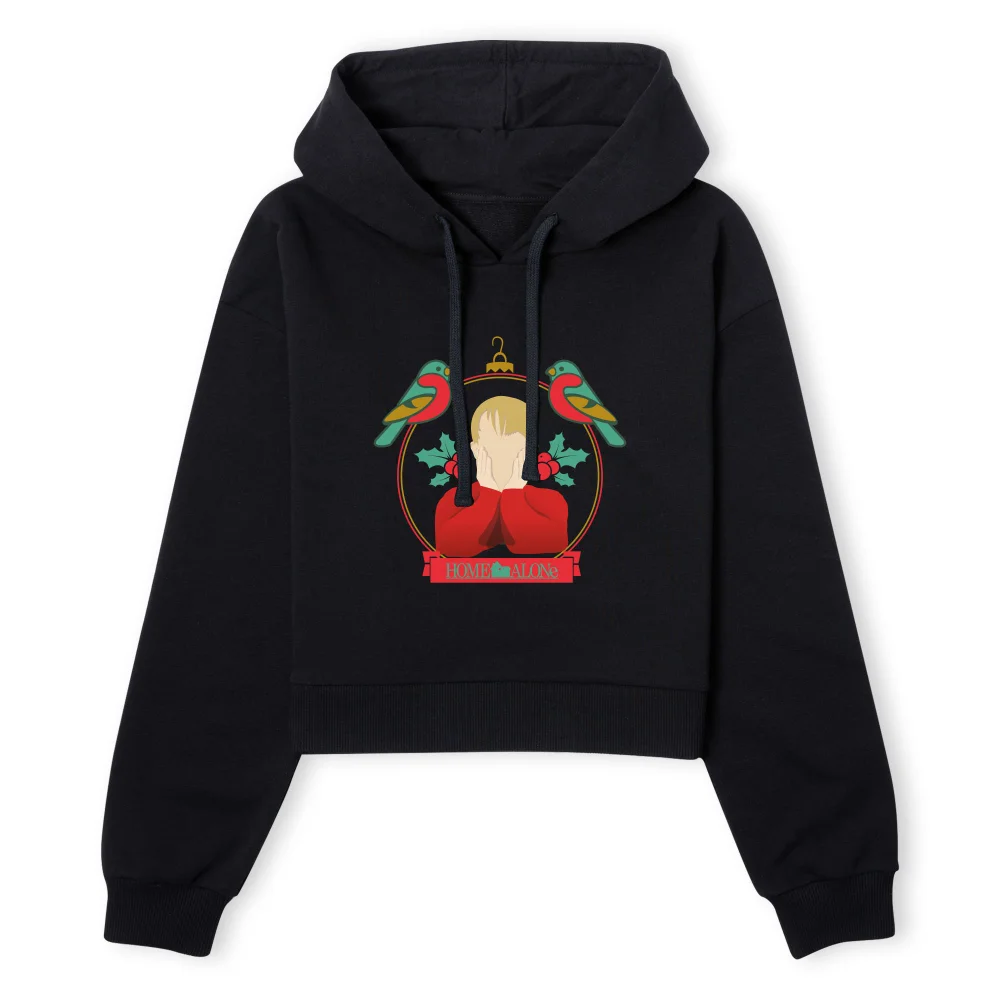 Home Alone Christmas Bauble Women's Cropped Hoodie - Black - XS - Zwart Afbeelding 1