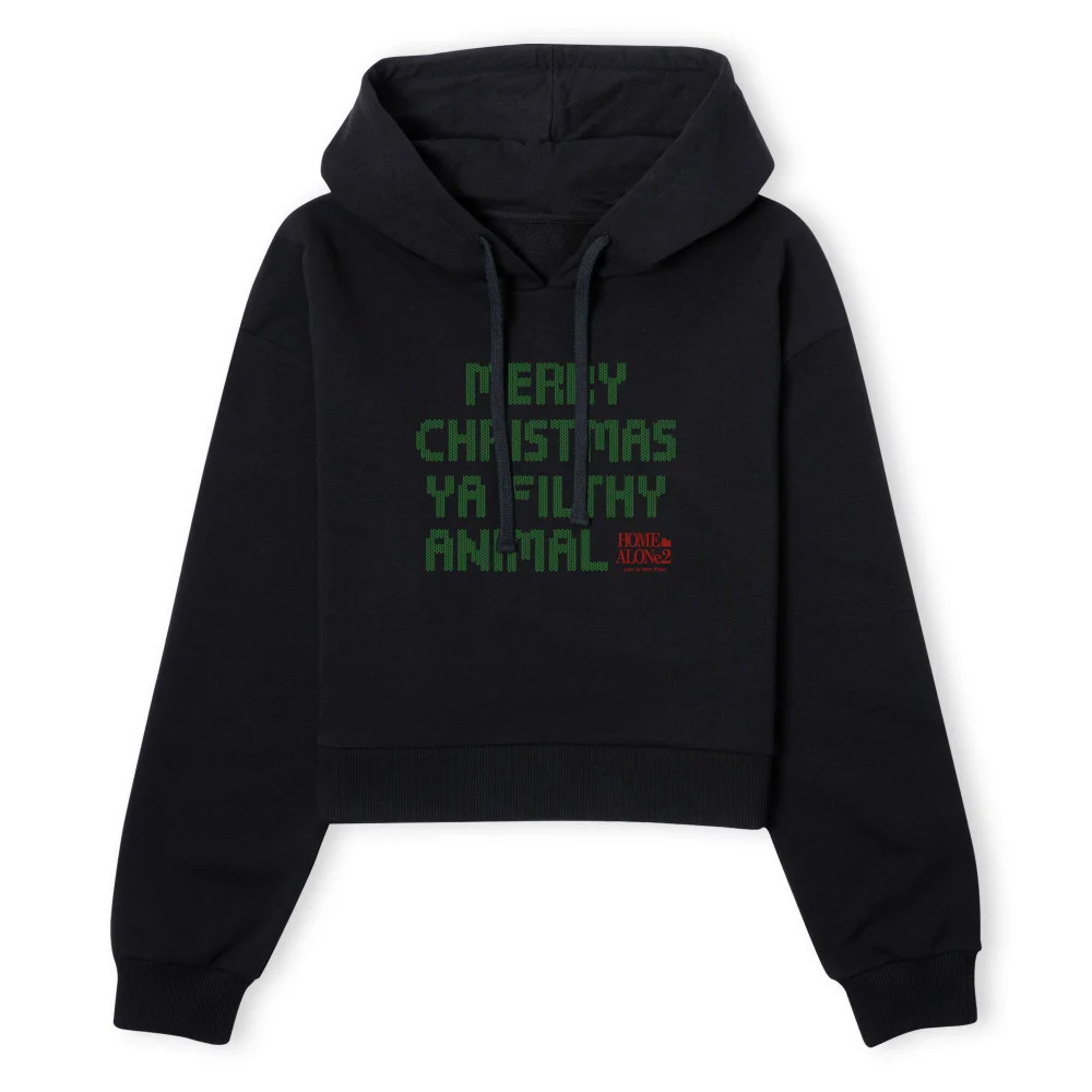 Home Alone Ya Filthy Animal Women's Cropped Hoodie - Black - XS - Zwart Afbeelding 1