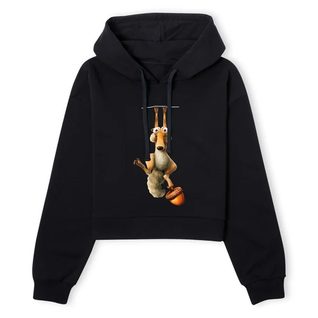 Ice Age Scrat Women's Cropped Hoodie - Black