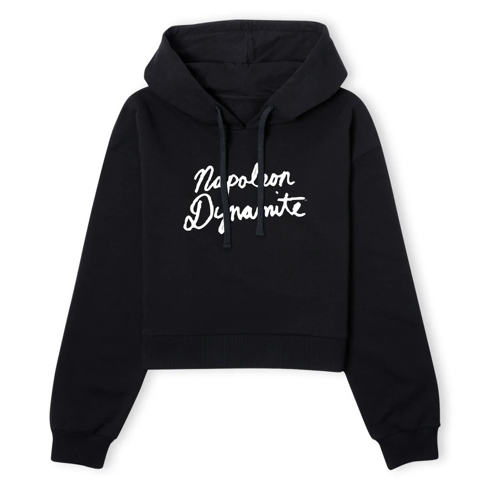Napoleon Dynamite Script Logo Women's Cropped Hoodie - Black - XS - Zwart Afbeelding 1