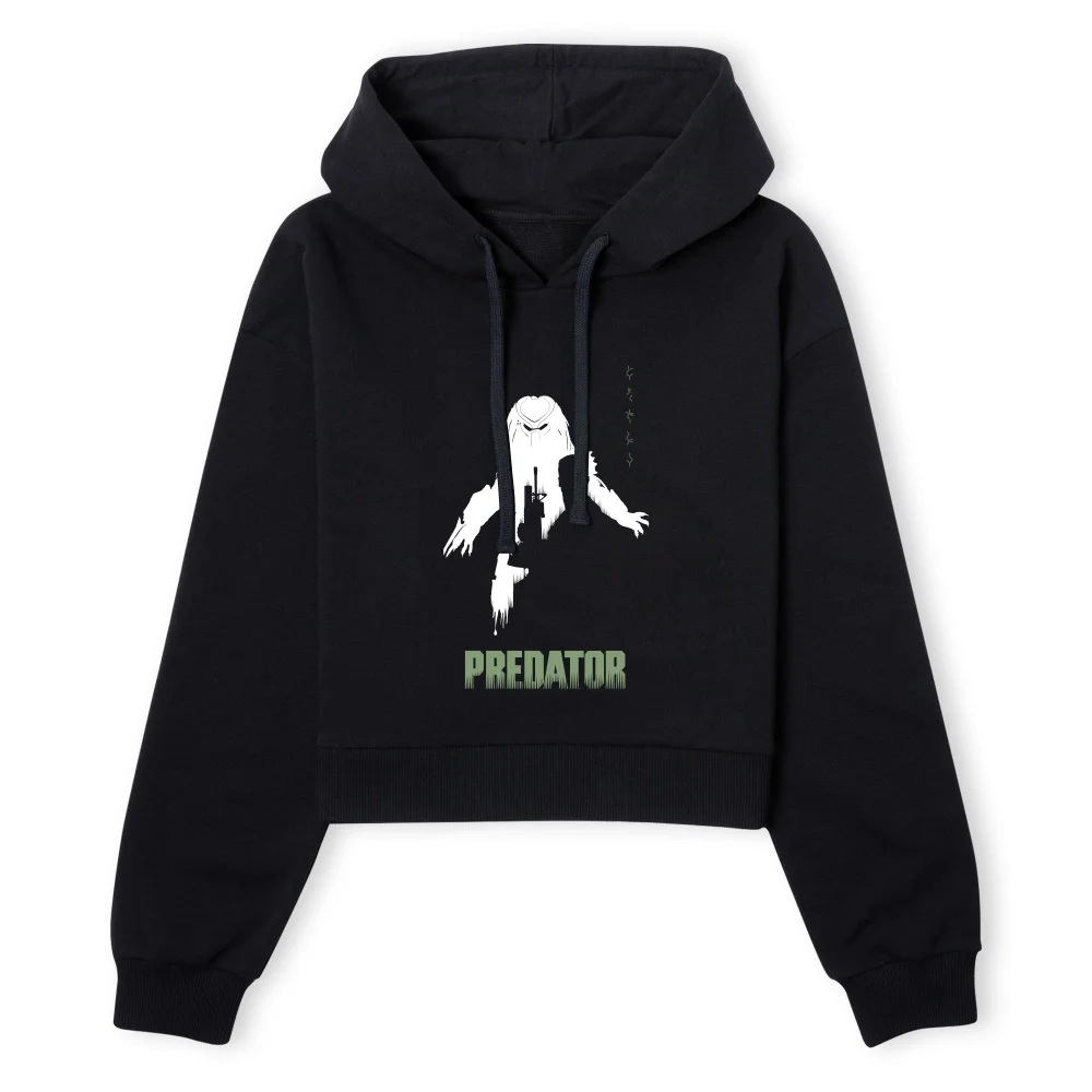 Predator Silhouette Poster Women's Cropped Hoodie - Black - XS - Zwart Afbeelding 1